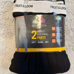 Fruit of the Loom Men's Thermal Pants - Black (2 Pack)